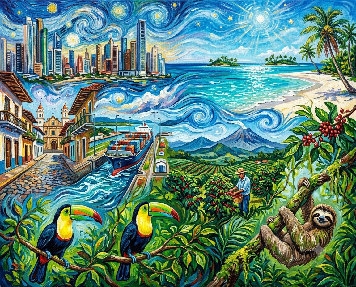 Panama im Stil von Van Gogh